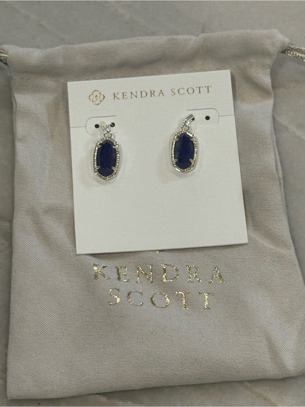 💙 NWT 💙 Kendra Scott 💙 Silver Lee Earrings with Blue Stone